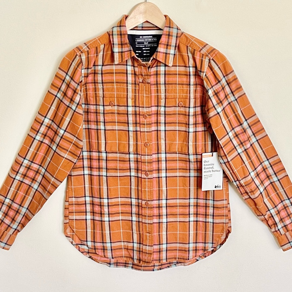 NEW REI Heritage Wallace Lake Flannel Shirt Sunset Spice Women’s size XS - Picture 3 of 11